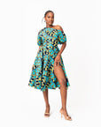 BADE African Print One-shoulder Midi Dress