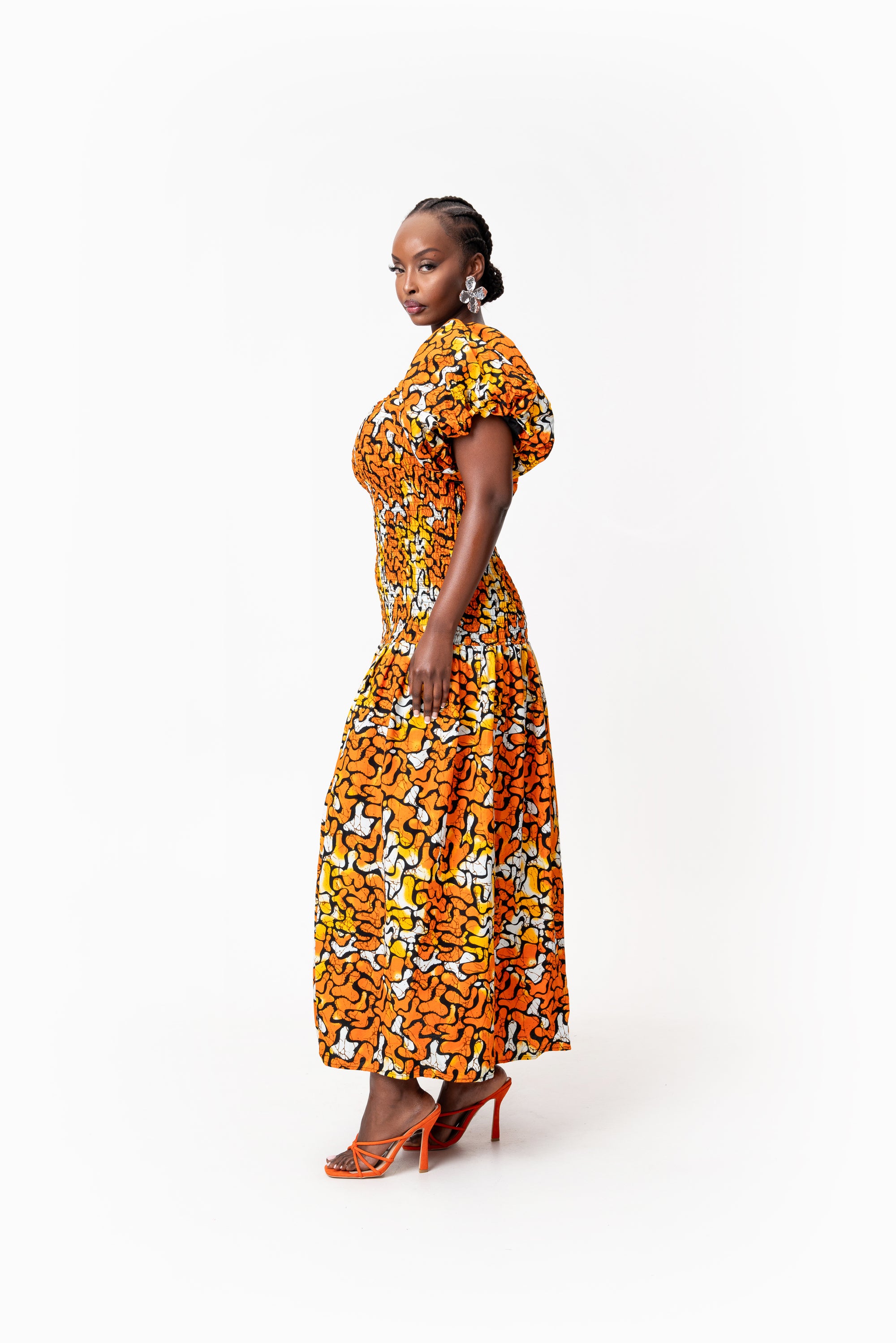 OTTI African print smocked body maxi dress