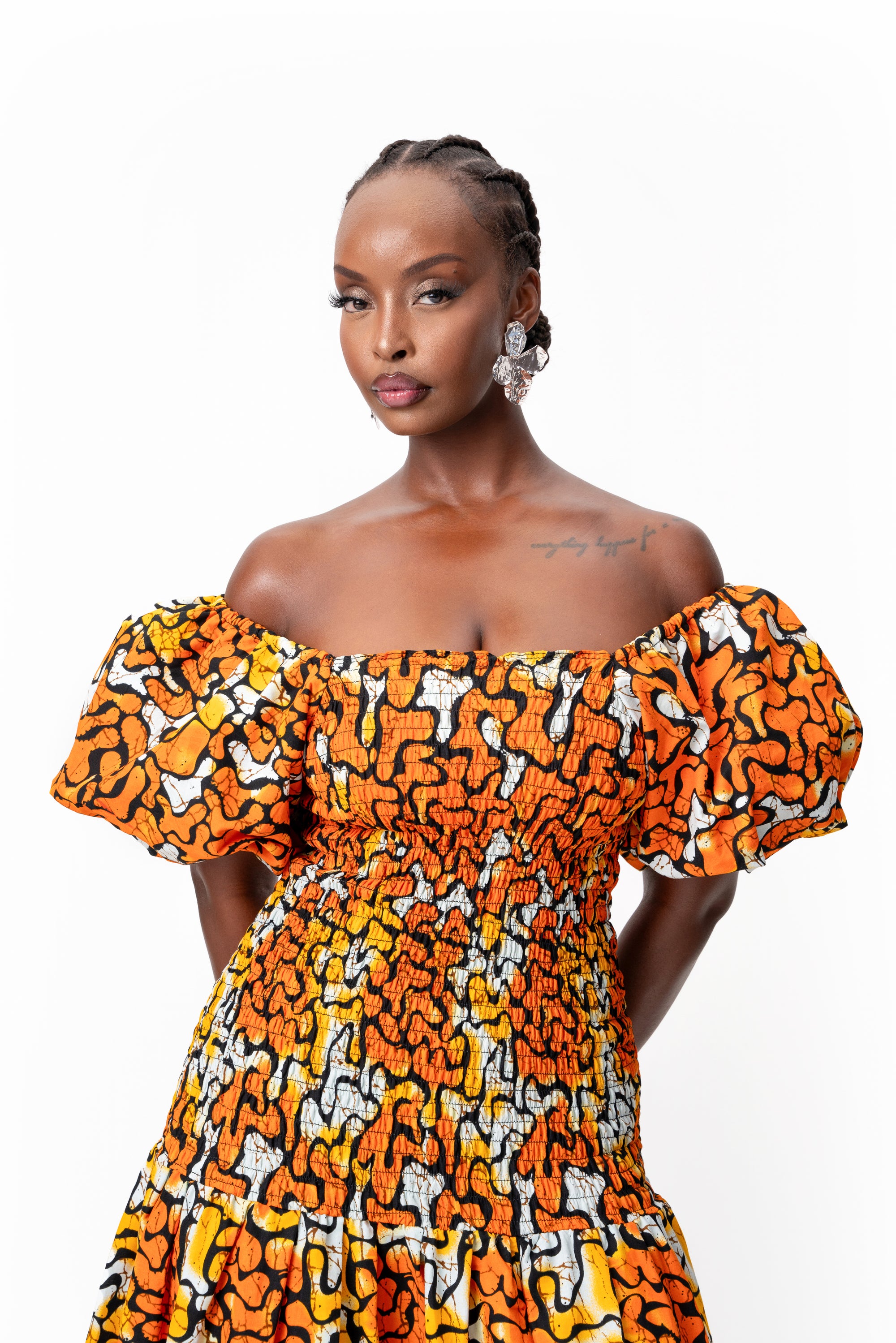 OTTI African print smocked body maxi dress