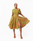 TANI African Print One-shoulder Midi Dress