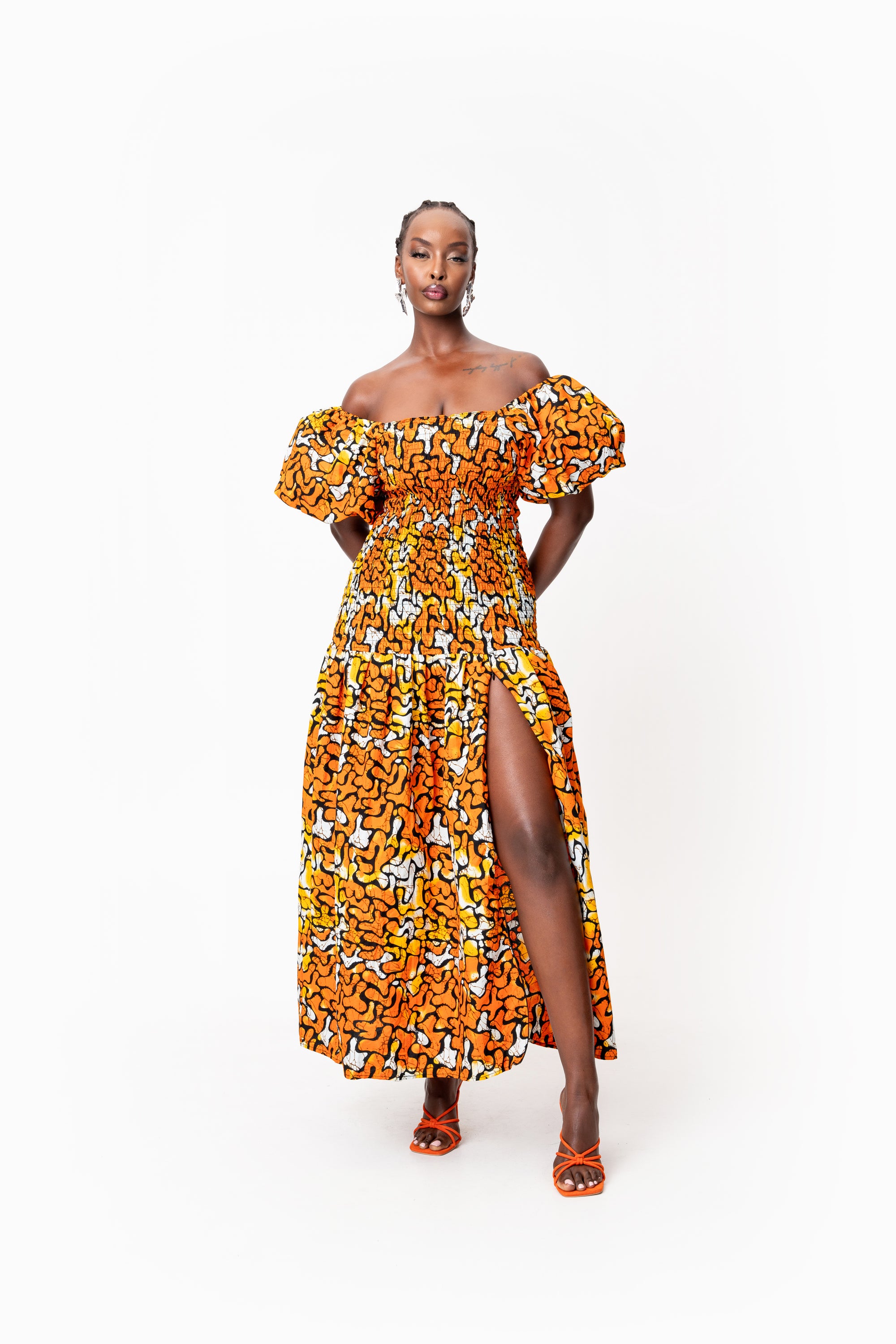 OTTI African print smocked body maxi dress