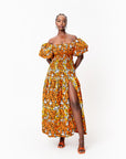 OTTI African print smocked body maxi dress