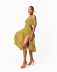 TANI African Print One-shoulder Midi Dress