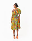 TANI African Print One-shoulder Midi Dress