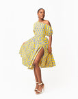 LILY African Print One-shoulder Midi Dress