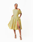 LILY African Print One-shoulder Midi Dress