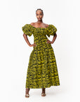 CHIMA African print smocked body maxi dress