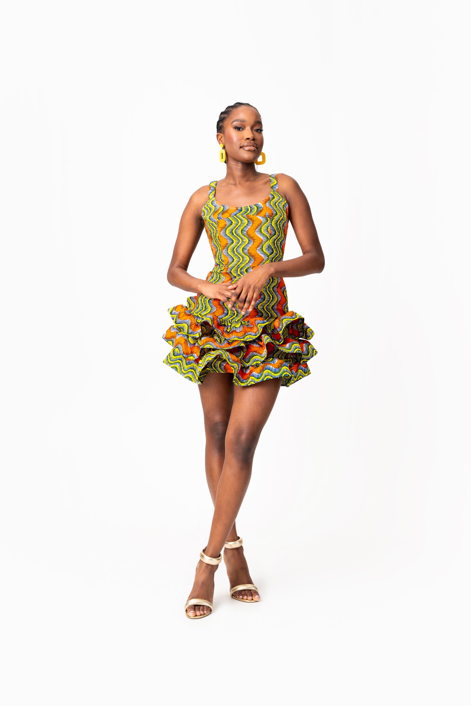 TANI African Print Corset Layered Mini Dress