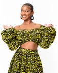 CHIMA African Print Long Sleeve Crop Top