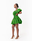 MAALI African print smocked body mini dress