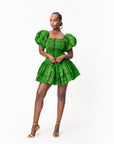 MAALI African print smocked body mini dress