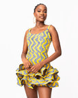 LILY African Print Corset Layered Mini Dress