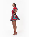 ONA African print smocked body mini dress