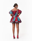 ONA African print smocked body mini dress