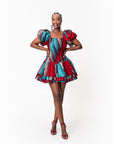 ONA African print smocked body mini dress