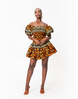 HANI African print smocked body mini dress