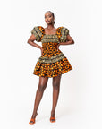 HANI African print smocked body mini dress