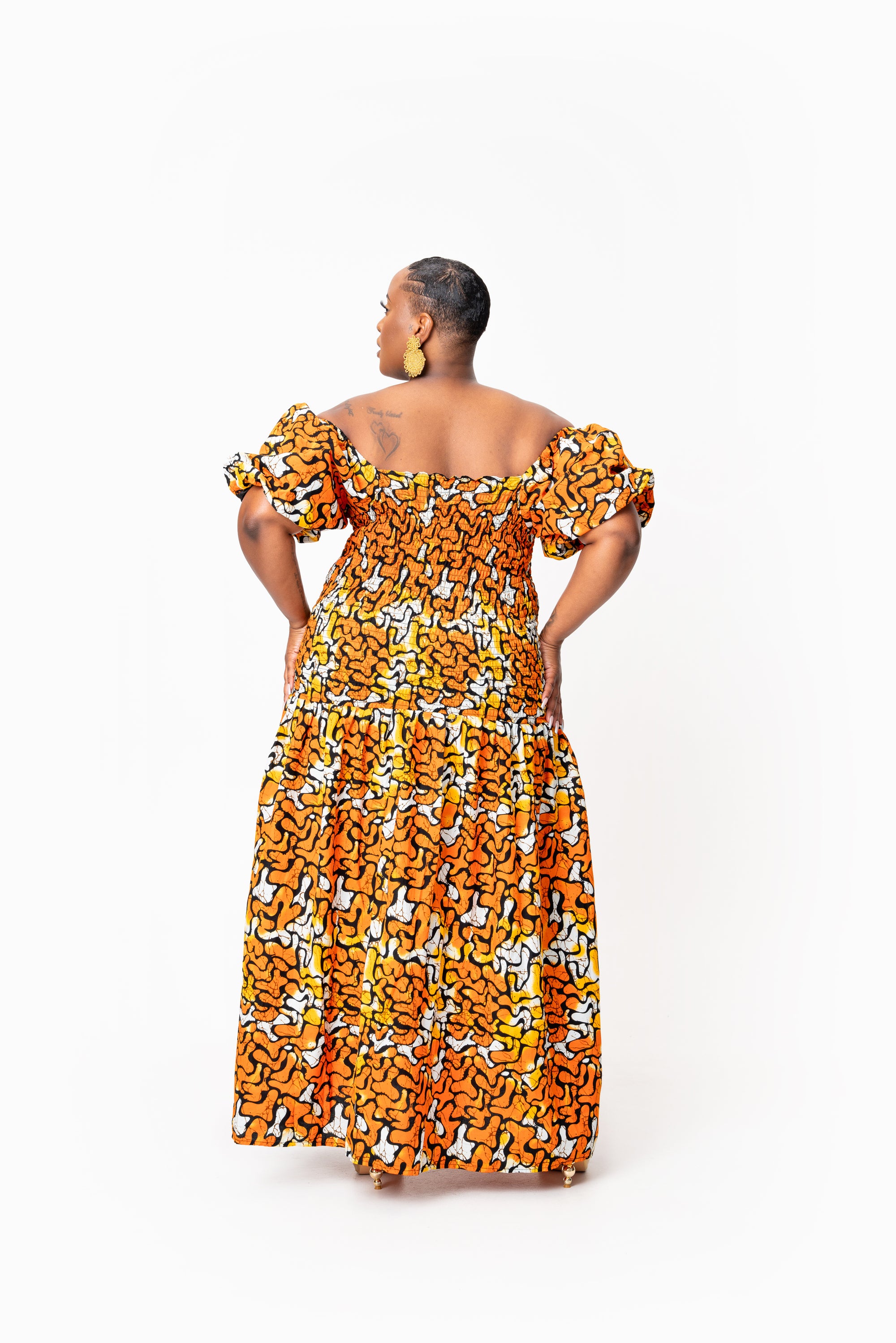 OTTI African print smocked body maxi dress