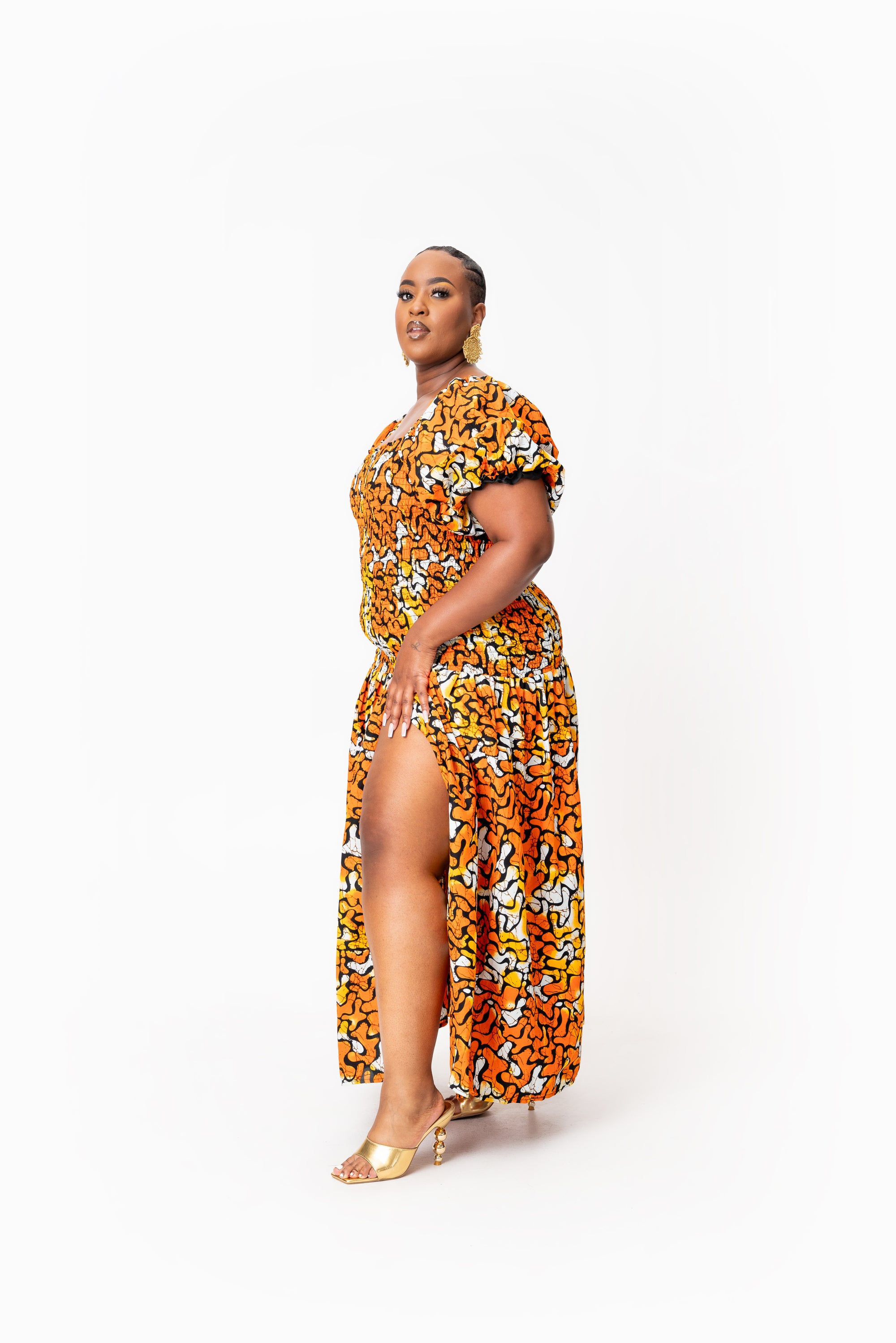 OTTI African print smocked body maxi dress