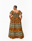 HANI Smocked Puffy Sleeve African print maxi dress