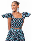 LINA Tiered African Print Maxi Skirt