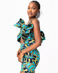 BADE African Print Ruffle Crop Top