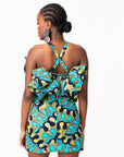 BADE African Print Ruffle Crop Top