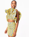 LILY African Print Ruffle Crop Top