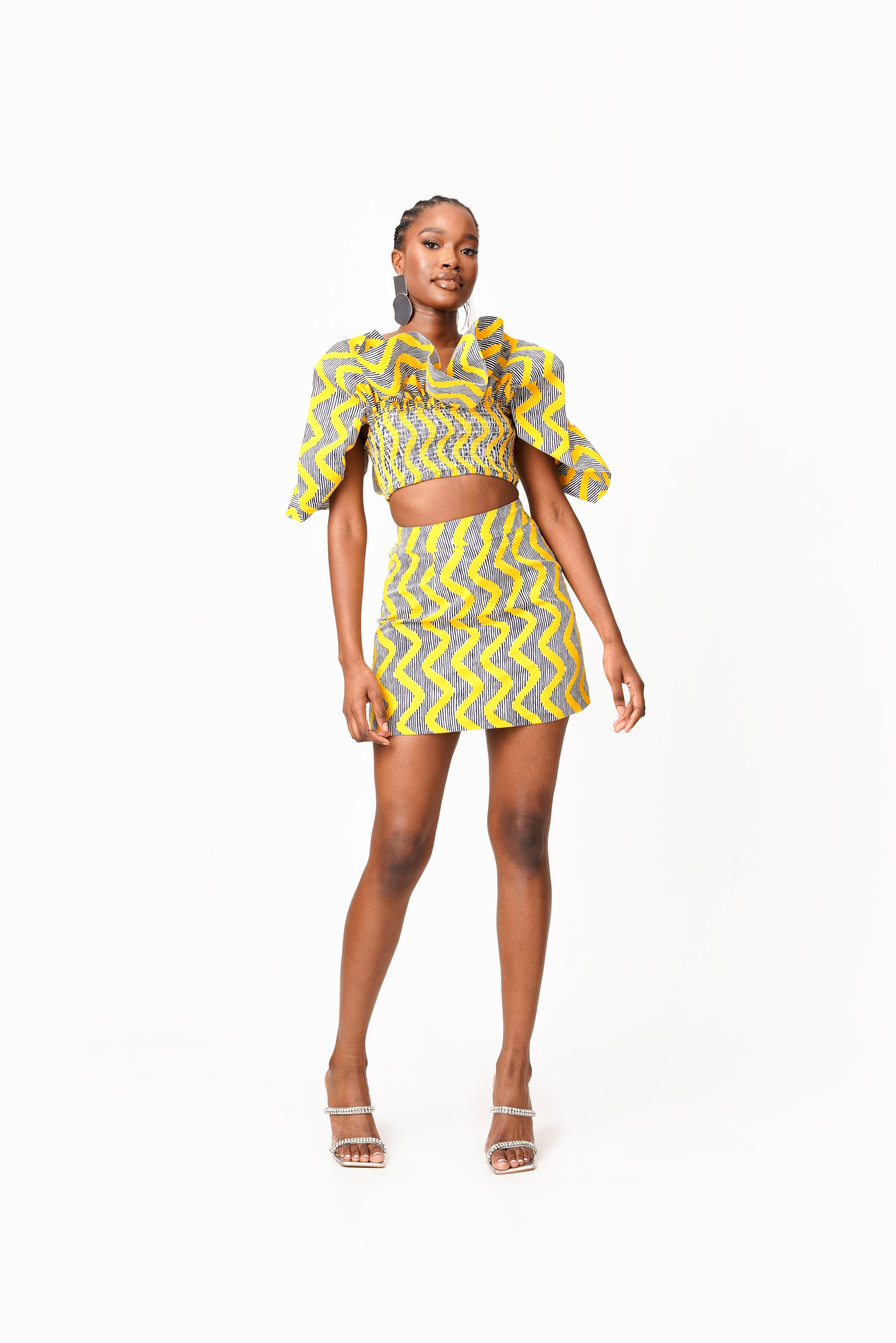 LILY African Print Ruffle Crop Top