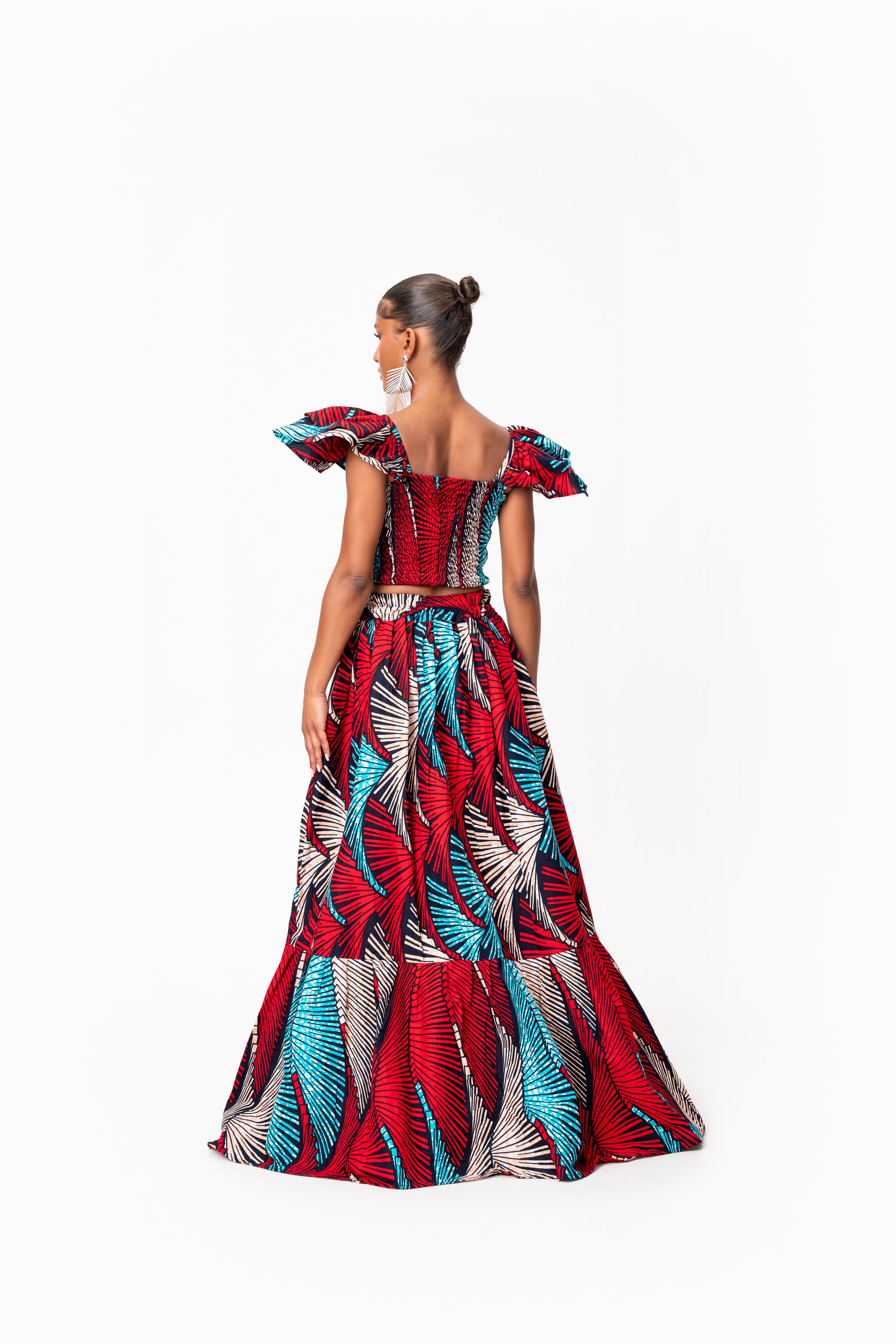 ONA Tiered African Print Maxi Skirt