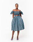 LINA African Print Midi Skirt