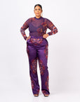 ENANG PURPLE MESH LONG SLEEVE TOP