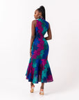 ZURI African Print Maxi Mock Neck Peplum Dress